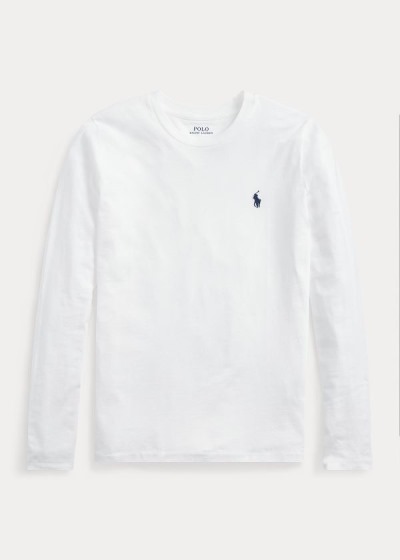 Camisa Polo Ralph Lauren Mujer Blancos - Jersey Long-Sleeve - VQJBW4920